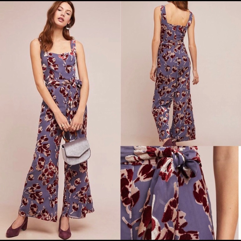 Anthropologie Velvet Burnout Jumpsuit